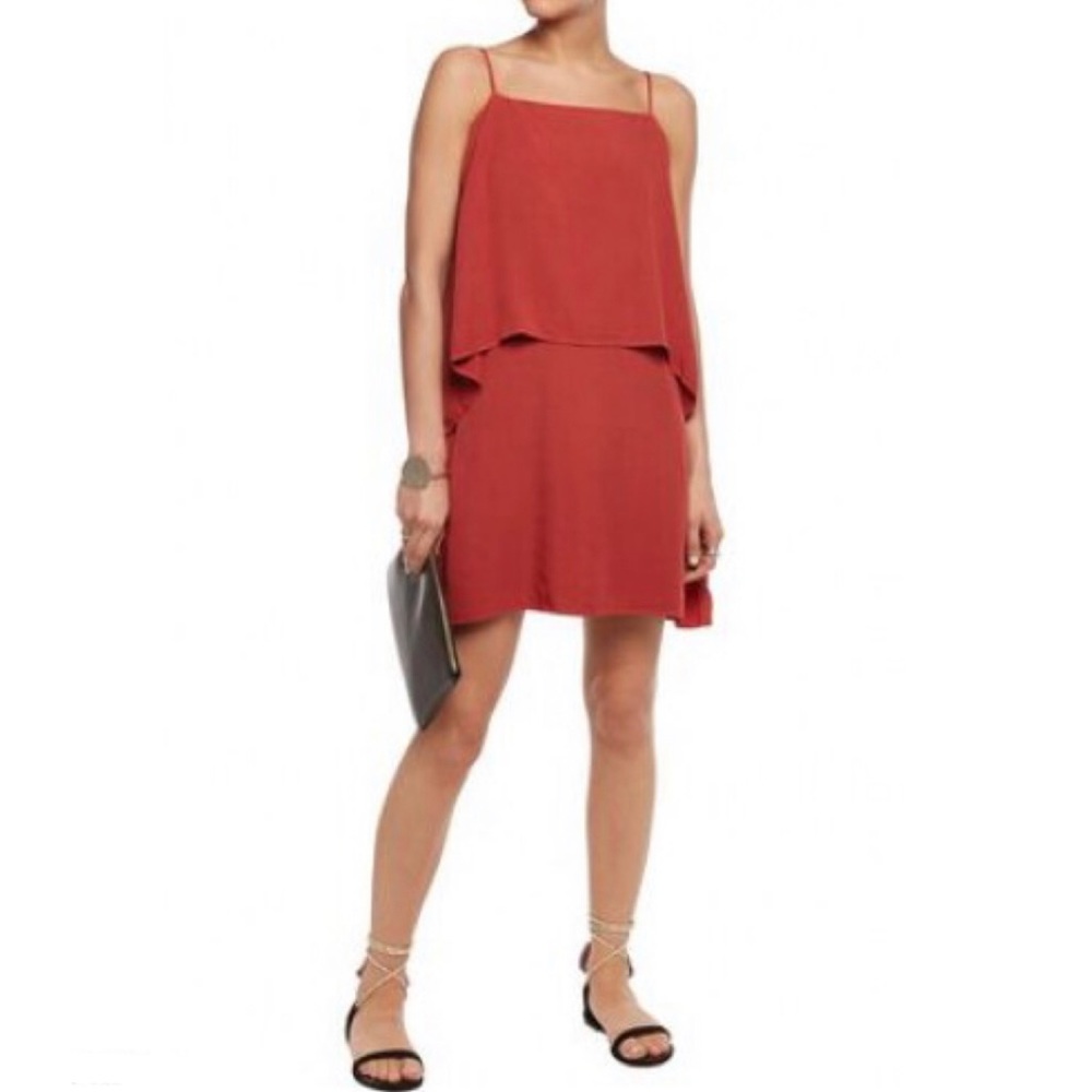 Splendid Rayon Voile Tiered Dress in Brick Red